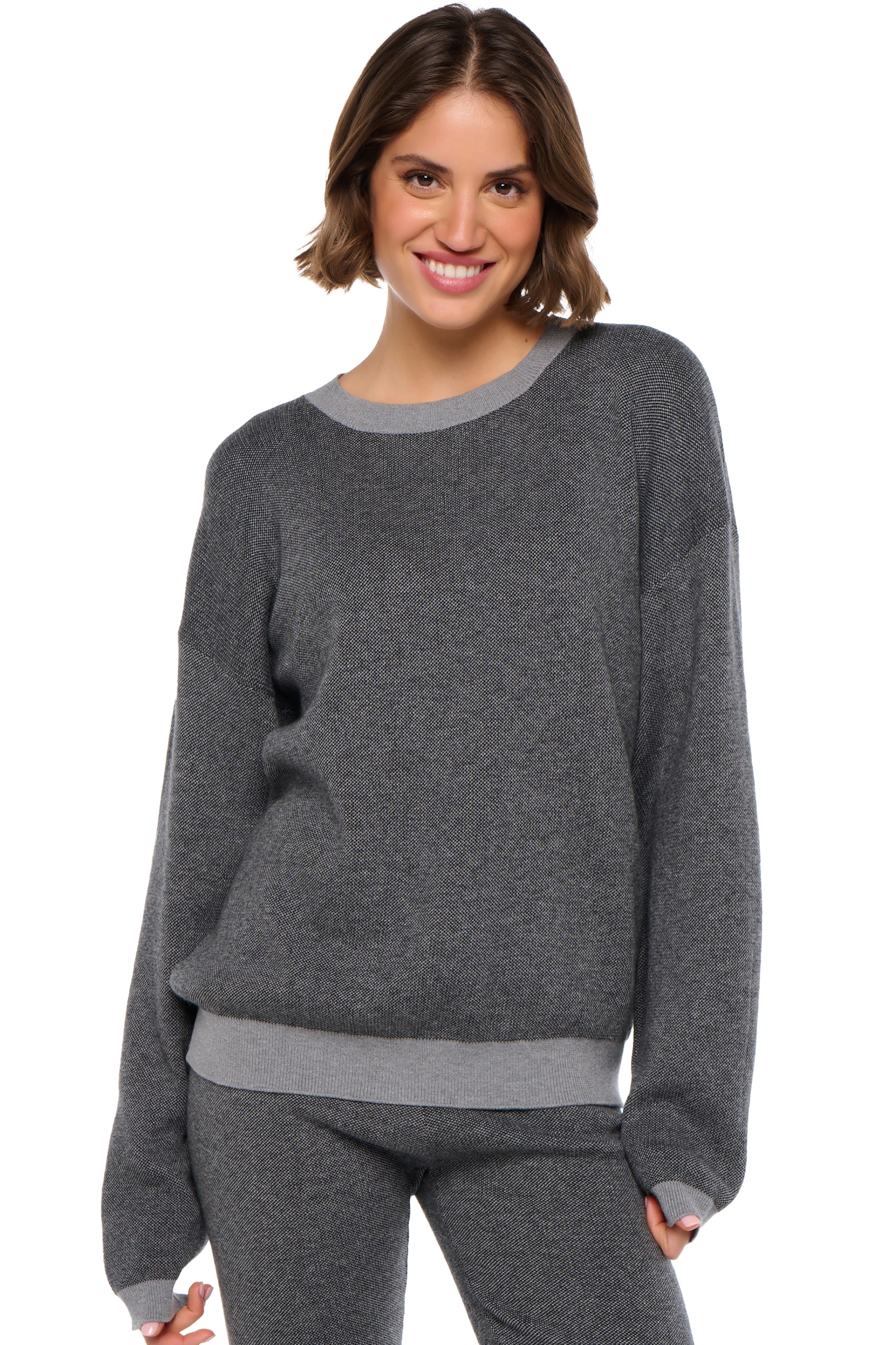 Baumwolle & Cashmere kaschmir pullover damen baumwolle cashmere stormie black grey marl l